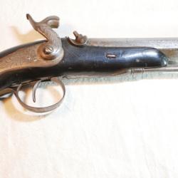 Pistolet d'Officier percussion calibre 14 mm bonne fabrication de Li&egrave;ge 1830 XIX LIS26PIS001