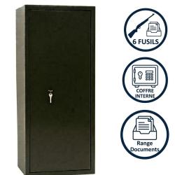Vente flash - Armoire &agrave; fusils 6 armes + coffre interne - Tresor Safe
