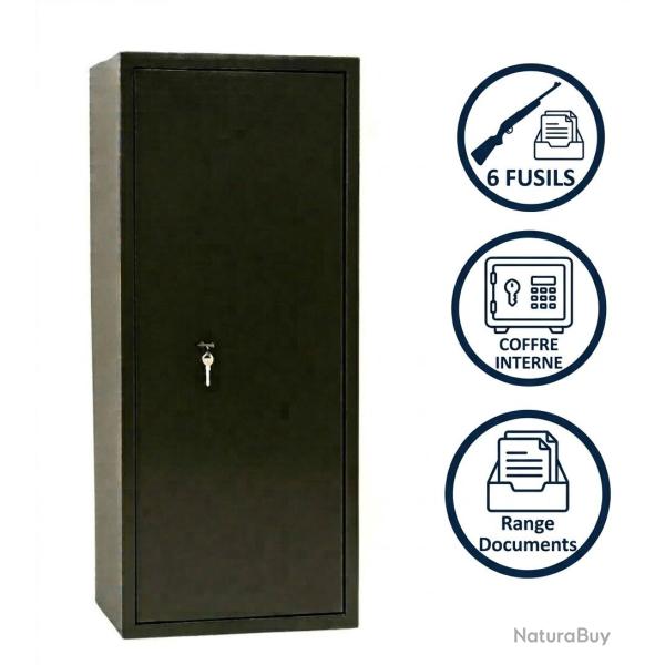Vente flash - Armoire � fusils 6 armes + coffre interne - Tresor Safe