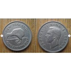 Nouvelle Zelande 1 Florin 1947 Piece Oiseau Dollars Dollar