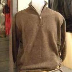 DESTOCKAGE - Pull laine col zippe Lovergreen marron/gris