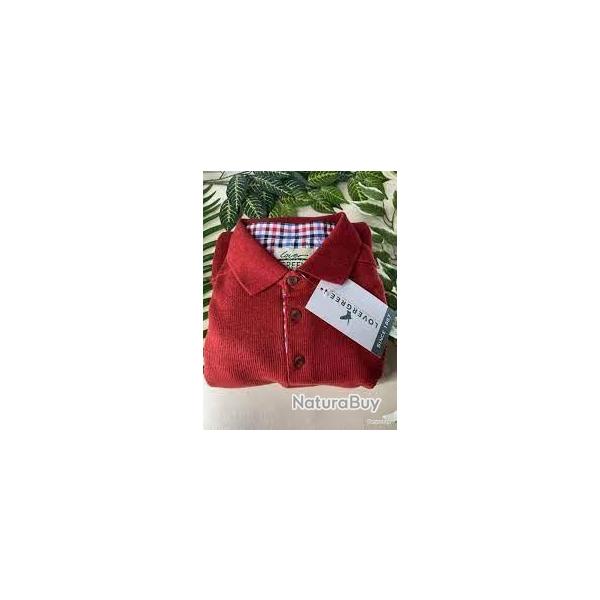 DESTOCKAGE - Sweat col Boutonn� lovergreen couleur cerise