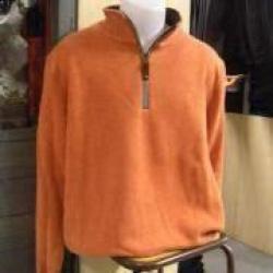 DESTOCKAGE - Sweat col Zippe laine lovergreen couleur orange