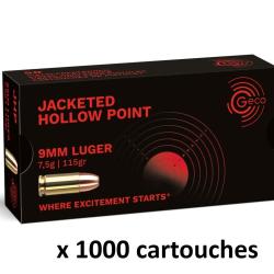 Munitions GECO cal.9mm PARA JHP Hollow Point 115 Gr/1000