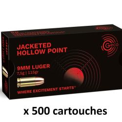 Munitions GECO cal.9mm PARA JHP Hollow Point 115 Gr/500