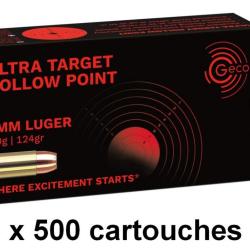 Munitions GECO cal.9mm PARA JHP Ultra Target Hollow Point 124 Gr x 500