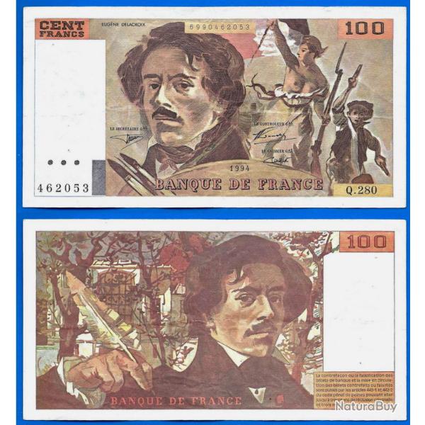 France 100 Francs 1994 Delacroix Billet