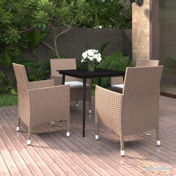 Ensemble � manger de jardin coussins 5 pcs R�sine tress�e Verre