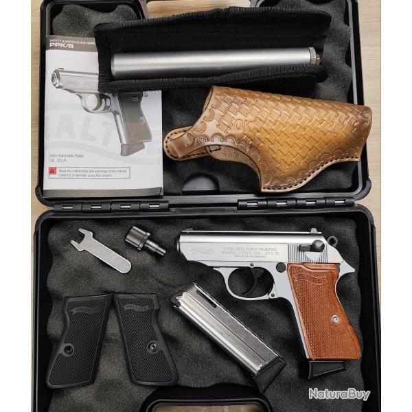 Pistolet WALTHER mod�le PPK/S Nickel - Cal .22 LR + Accessoires (Occasion)