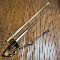 SABRE D'ADJUDANT TYPE 1845/1882 LAME SIGN&Eacute;E ET POIN&Ccedil;ONN&Eacute; BACKES & DELACOUR