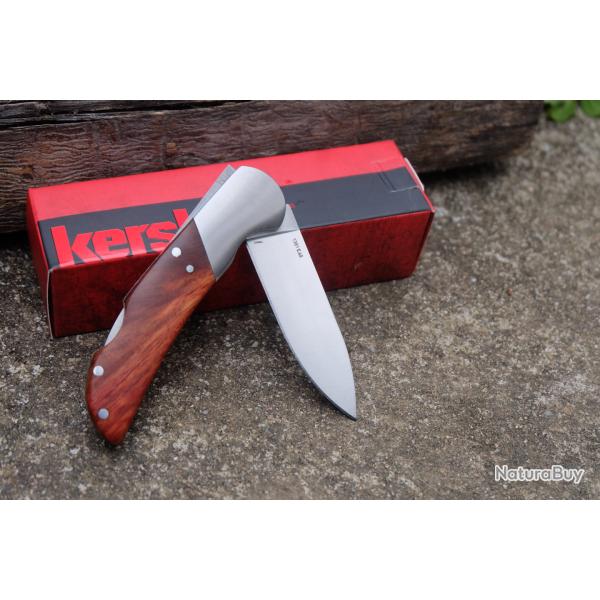 Couteau Gentleman Kershaw Baseman Lame Acier Inox Manche Bois Lockback Ouverture 2 Mains