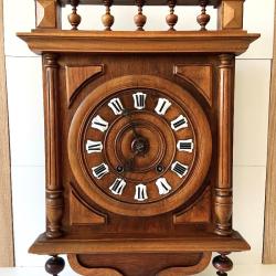Grande Pendule Horloge Murale Antique France 1880 M&eacute;canique Bois Sculpt&eacute;