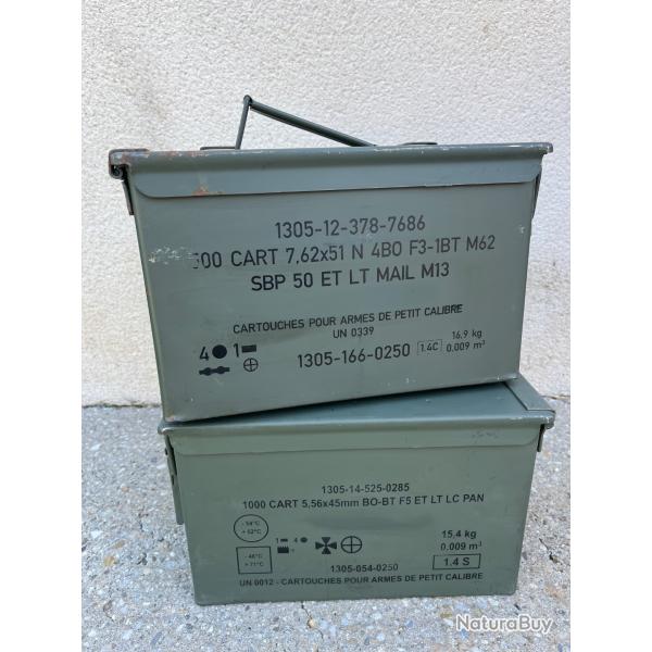 Lot de deux caisses � munitions vides kaki
