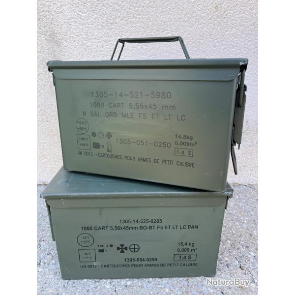 Lot de deux caisses � munitions vides en m�tal