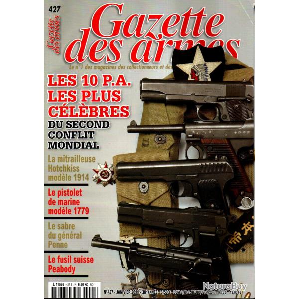 gazette des armes 427 mitrailleuse hotchkiss 1914, fusil suisse peabody, pistolet marine 1779,