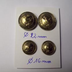 4 boutons GARDE NATIONALE 2 en 22 mm 2 en16 mm