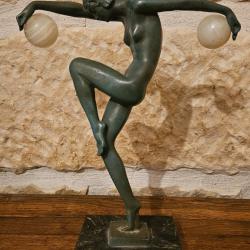 Superbe danseuse Art D&eacute;co sign&eacute;e DENIS - marbre, onyx - ann&eacute;es 1930
