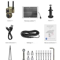 Camera Exterieure 4G PTZ Dual Lens 2K *Ench&egrave;re* Panoramique 360 Vision Nocturne Couleurs IP66