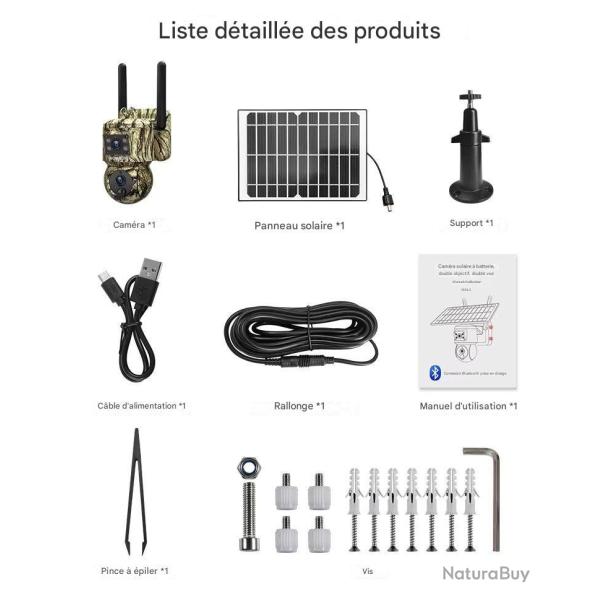 Camera Exterieure 4G PTZ Dual Lens 2K *Ench�re* Panoramique 360 Vision Nocturne Couleurs IP66