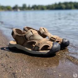 Sandales ferm&eacute;es homme en synth&eacute;tique marron - Confort et style urbain 40