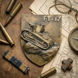 Blason  Renault F-17 WW1  Dimension 14 x 11 cm avec accroche au dos