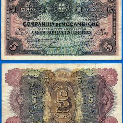 Mozambique 5 Libras Sterling 1934 Cancelado Livre Mocambique Libra Afrique Colonie Portugal Livres