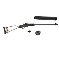 Pack Carabine pliante CHIAPPA Little Badger 17HMR + point rouge + silencieux 1/2X28 (OP8081+CR904)