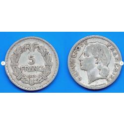 France 5 Francs 1948 Lavriller Piece Franc Alu