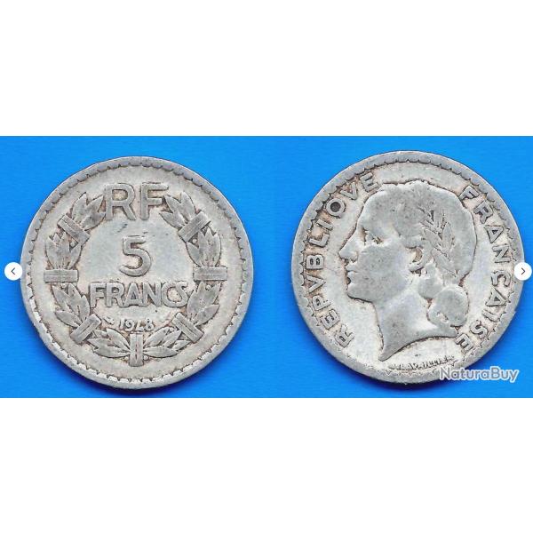 France 5 Francs 1948 Lavriller Piece Franc Alu