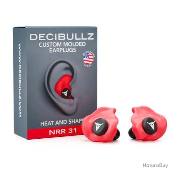 Bouchons d'oreilles moulables Decibullz 31 dB - rouge
