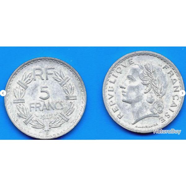 France 5 Francs 1947 B Lavriller Piece Franc Alu