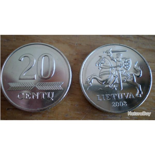Lituanie 20 Centu 2008 Neuve Europe Centrale cavalier Cheval Animal Piece
