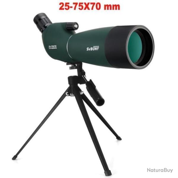 Longue Vue SV28 25-75x70 +Tr�pied Zoom Prisme BK4 Etanche Observation Chasse