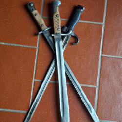 lot de 3 baionnettes sans fourreau