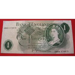 Angleterre, billet de one pound  1963  Elizabeth II  ttb