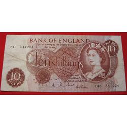 Angleterre, billet de ten shillings 1973  Elizabeth II  ttb