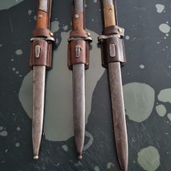 lot de 3 ba&iuml;onnettes yougoslaves