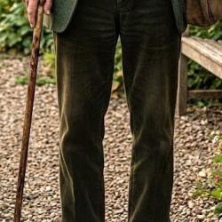 Pantalon velours c&ocirc;tel&eacute; kaki fonc&eacute; Damart 104/52 5XL