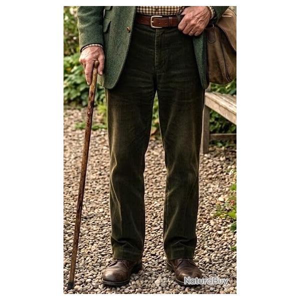 Pantalon velours c�tel� kaki fonc� Damart 104/52 5XL