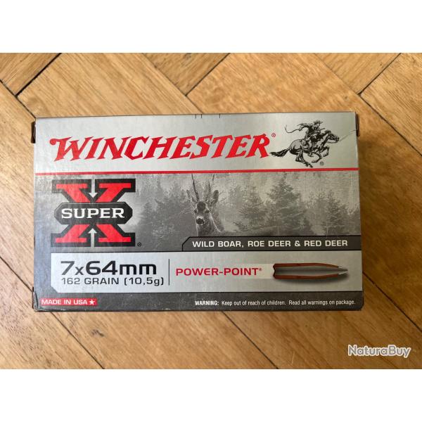 Boite  Munitions WINCHESTER 7X64 POWER POINT 10.5g 162GR