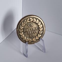 Rare et De Qualit&eacute; Un D&eacute;cime 1814 BB Au L Couronn&eacute; Louis XVIII , XIX&egrave;me Si&egrave;cle , 19&egrave;me