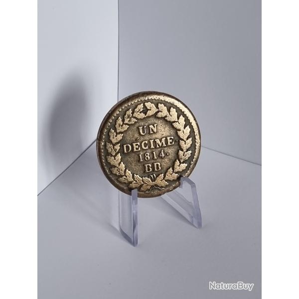 Rare et De Qualit� Un D�cime 1814 BB Au L Couronn� Louis XVIII , XIX�me Si�cle , 19�me
