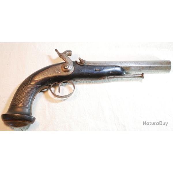 Pistolet d'Officier percussion calibre 14 mm bonne fabrication de Li�ge 1830 XIX ref LIS26PIS001