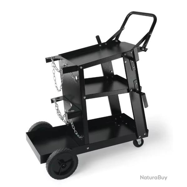 Chariot de Soudage 3 niveaux avec roues pivotantes Cha�nes de s�curit� R�servoir roulant de stockage