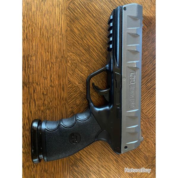 Pistolet de d�fense cal 50 LTL BRAVO KIMAR 18 joules peu servi vendu avec 2 sparclettes de CO2