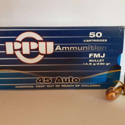 Boite munitions 45 ACP PPU 230gr