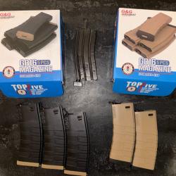 Chargeurs Mid-cap GR16 120 billes 3 Black/2 Tan et BB loader + Mires de vis&eacute;e arri&egrave;re/avant CM16 SRL