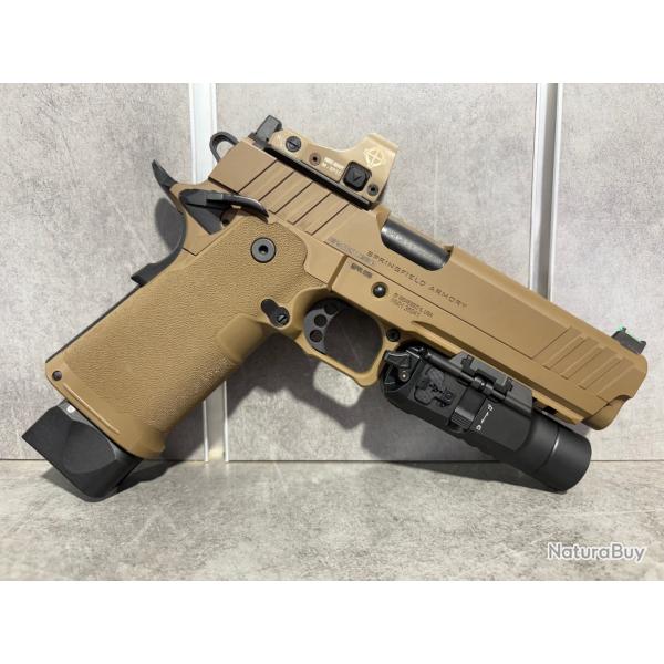 "PACK" Pistolet SPRINGFIELD 1911 Prodigy FDE Calibre 9 mm Para + Point rouge SIGHTMARK + Lampe FENIX