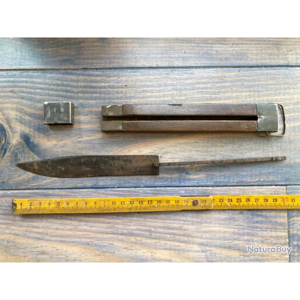 ANCIEN COUTEAU DROIT SYSTEME DE LAME ESCAMOTABLE / RARE /