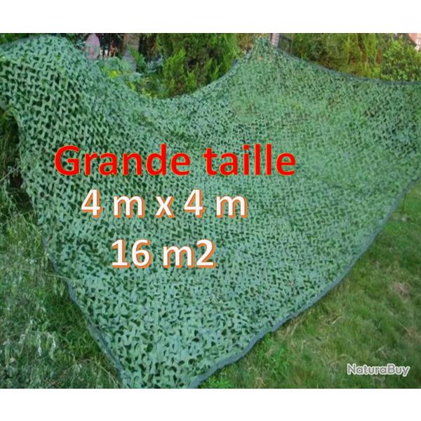 Filet de Camouflage militaire vert pur, grande taille 4x4 m  2 couches, pour la chasse et le Camping
